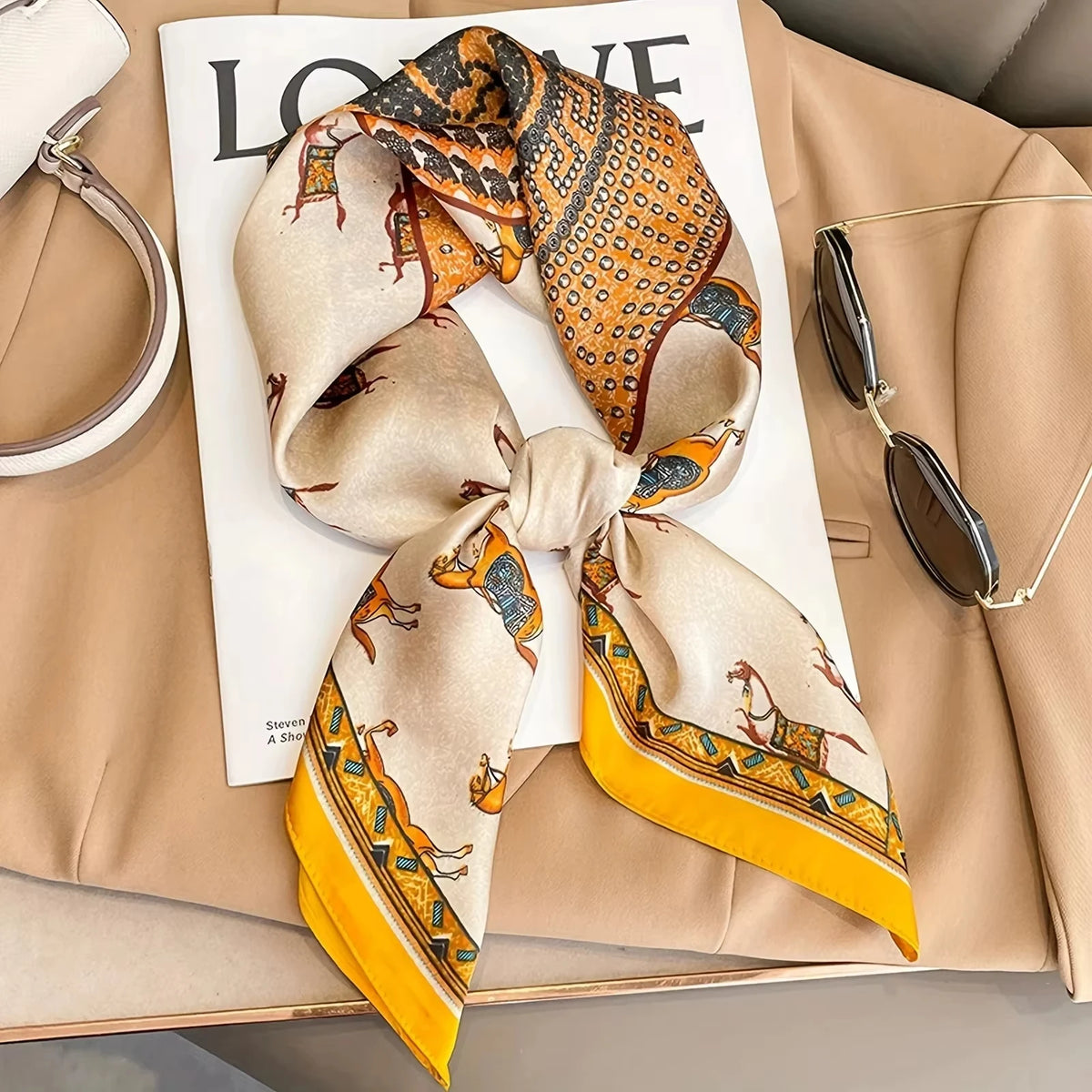 Luxury Silk Shawl Square Scarf for Women Satin Fashion Wraps Neckerchief Female Hair Bands Ribbon Headband Bandana 70X70CM