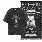 SA ASTRONAUT SPACE THEMES Printed Cotton Acid Washed Graphic Unisex T Shirt Cool Streetwear Men Tshirts Big Size Tee for men