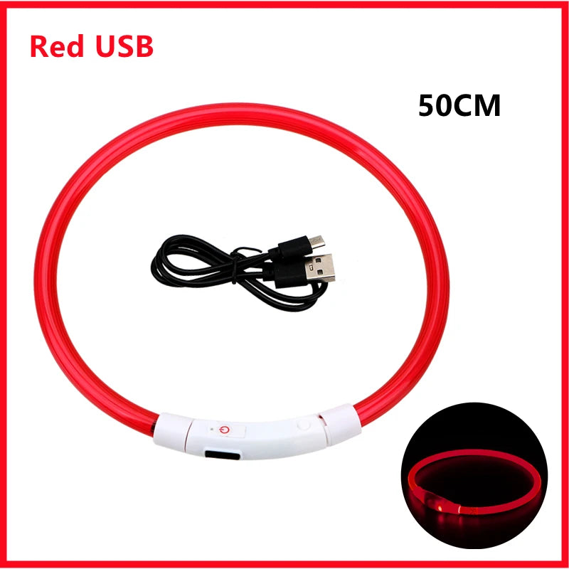 USB Rechargeable Luminous Collar Adjustable Led Glowing Dog Collar for Large Small Dogs Cat Night Light Collar Pet Safety Harnes - WTN Essentials 