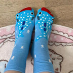 Women's Funny Cute Split Toe Socks Cartoon Shark Whale Printed Ankle Socks Soft Comfortable Breathable Short Socks for Students