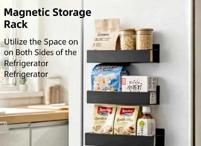 2pcs Magnetic Storage Shelf Household Kitchen Refrigerator Washing Machine Side Hanging Storage Rack, Multifunctional Storage