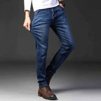 Men's Soft Straight Denim Pants 2025 Autumn Classic Business Black Biker Jeans Overalls Masculino Pantalone Hombre Mannen Homme
