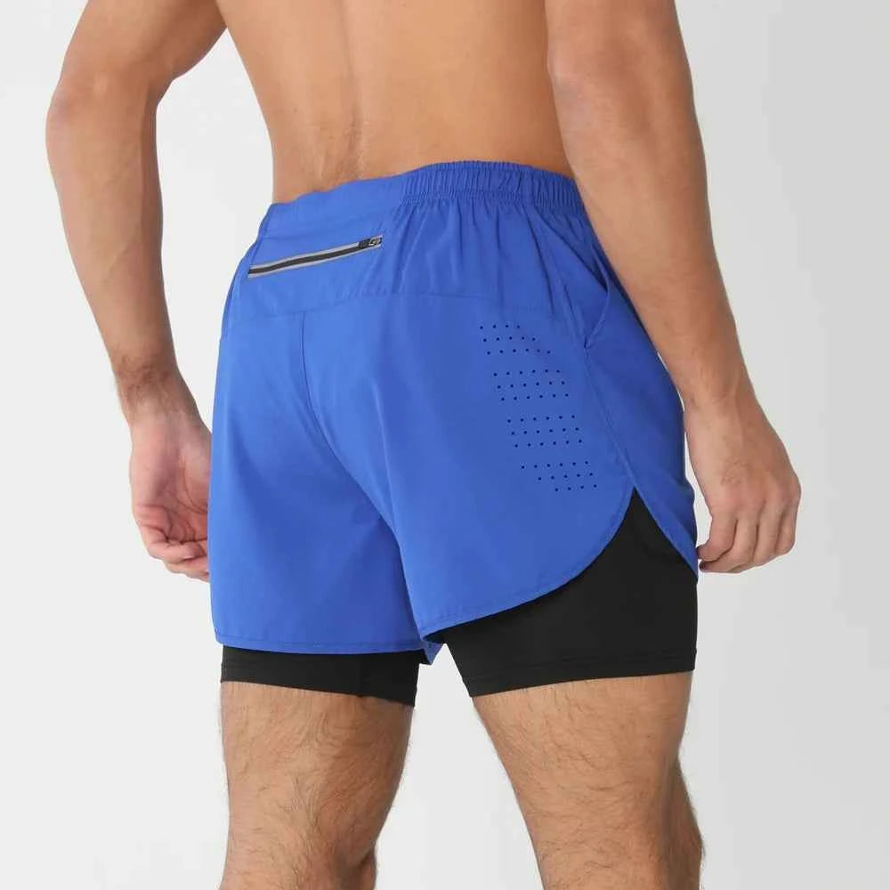 New men's running double-layer shorts quick-drying fitness 2-in-1 shorts men's sports workout training bodybuilding shorts male