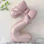 32 Inch Pink Number 0-9 Foil Balloon with Bow – Ideal for Girls Wedding Birthday Party Decorations