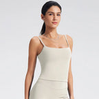 NCLAGEN GYM Tank Top With Built-In Bra Women's Yoga Clothing Running Square Neck Fitness Vest Beautiful Back Sports Workout