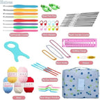 FELE 59Pcs/Set Portable Crochet Knitting Set DIY Beginner Crochet Hook Kit With Storage Bag Material Pack and Storage Tools