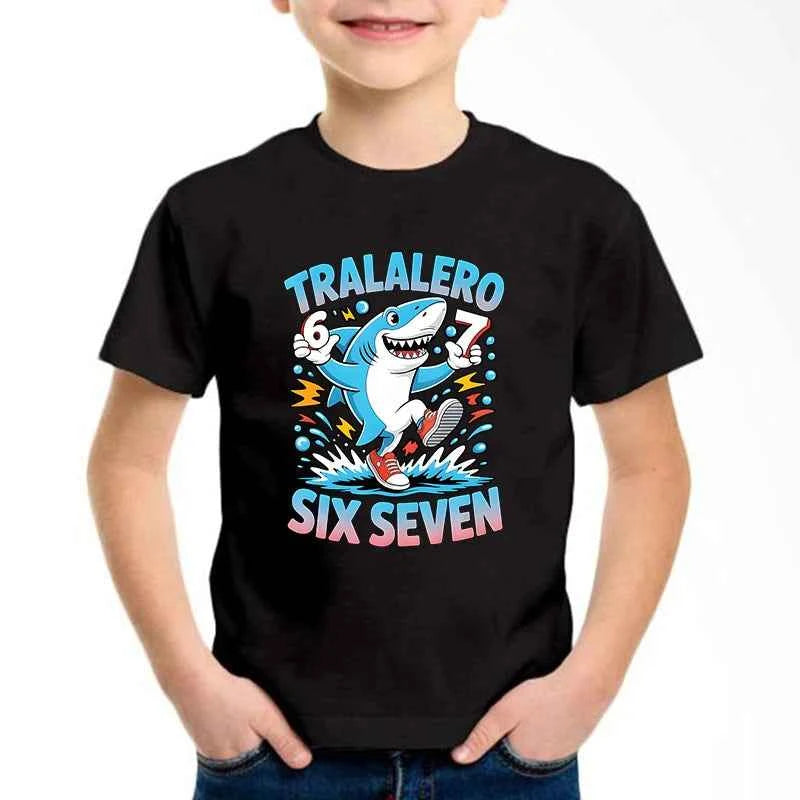 New Funny Six Seven Italian Brainrot 67 Number Graphic Print T-Shirt Boy/Girl Summer Short Sleeved Kids Comfortable Tshirt Top