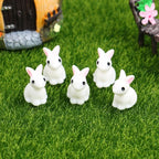 10/20/50PCS Mini Resin Bunnies Miniature Figures 3D Little White Rabbit Ornament Micro Landscape Dollhouse Decoration Diy Crafts