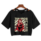 Demon Slayer T Shirt Nezuko Tshirt Women Kimetsu No Yaiba Crop Top Tees Japanese Anime Tanjirou Kamado Tops Manga T-shirt Female