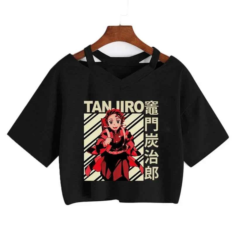 Demon Slayer T Shirt Nezuko Tshirt Women Kimetsu No Yaiba Crop Top Tees Japanese Anime Tanjirou Kamado Tops Manga T-shirt Female