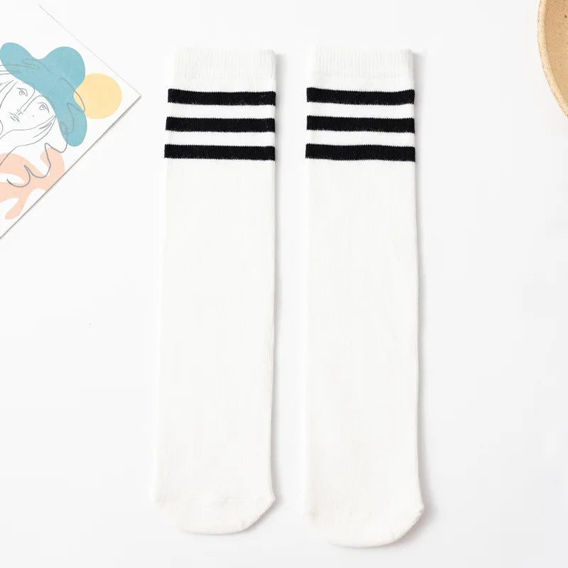 About 28 cm Knee High Socks Kids Boys Girls Socks for School Uniform Children White Socks Student Black  toddler girl socks