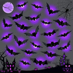 Halloween Bat & Spider Night Light Wall Decor – 3D Glow Stickers