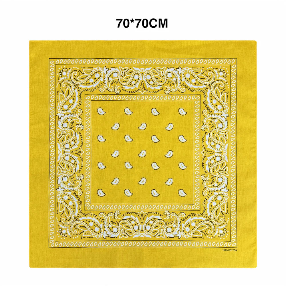 70CM Oversized Hip Hop Amoeba Cashew Cotton Square Bandana Scarf Headband Black Paisley Gifts For Men/Boys/Girls
