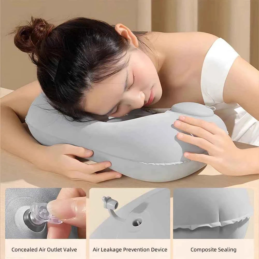 U-Shaped Inflatable Travel Pillow Portable Air Neck Support Cushion Comfortable Sleeping Press to inflate pillow neck pillow