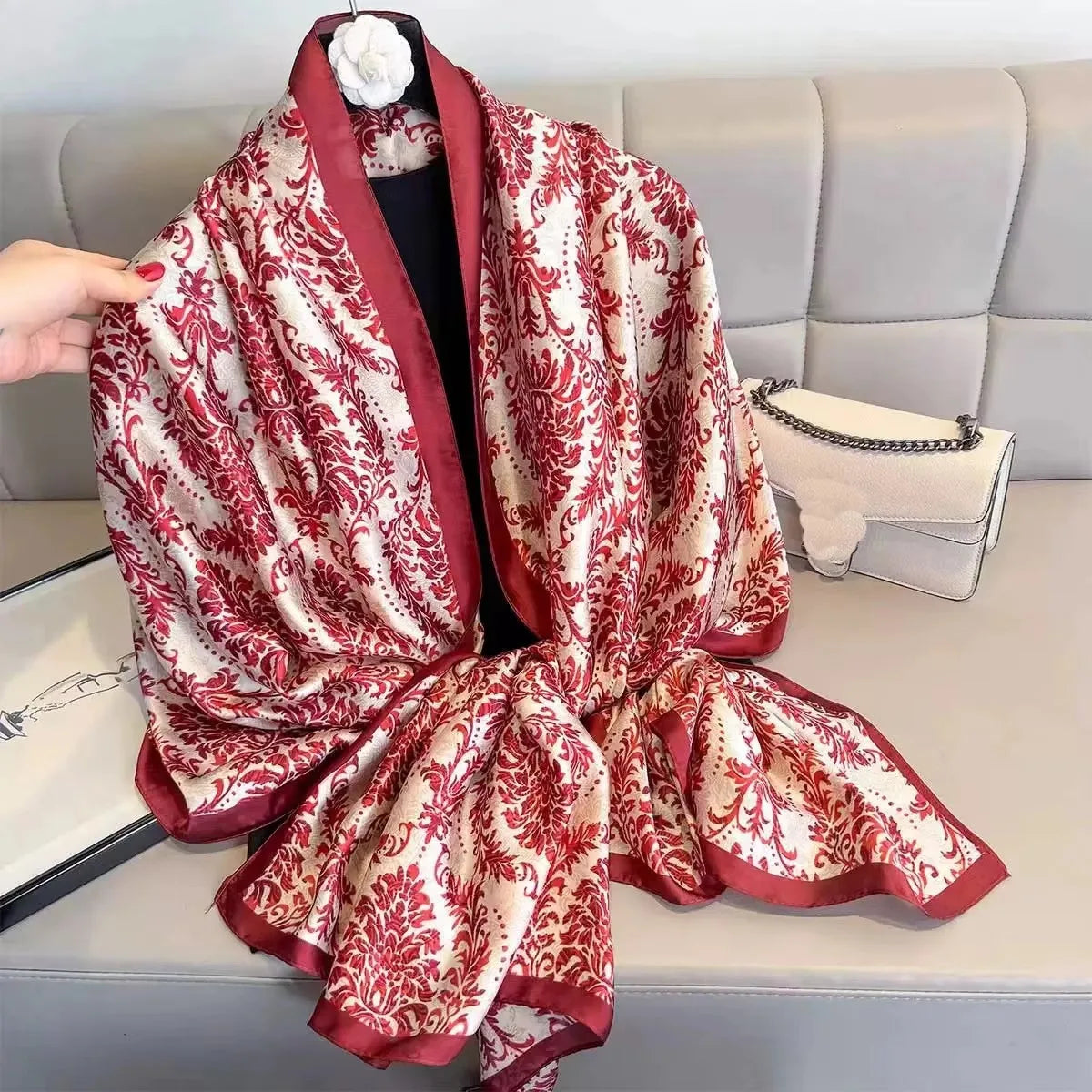 Spring Scarf Women's Luxury Design Polyester Material Smooth Scarf Soft Shawl Beach Scarf