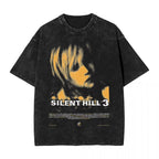 Washed T Shirts Horror Silent Hill Heavens Night Hip Hop T-Shirt Street  Streetwear Short Sleeve Printed Tops Tees Men Women