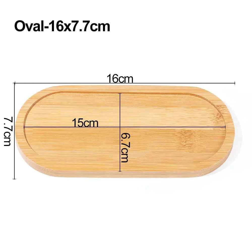 Simple Style Home Decoration Succulents Bonsai Holder Round Square Flowerpot Base Hexagon Rectangle Bamboo Wood Tray