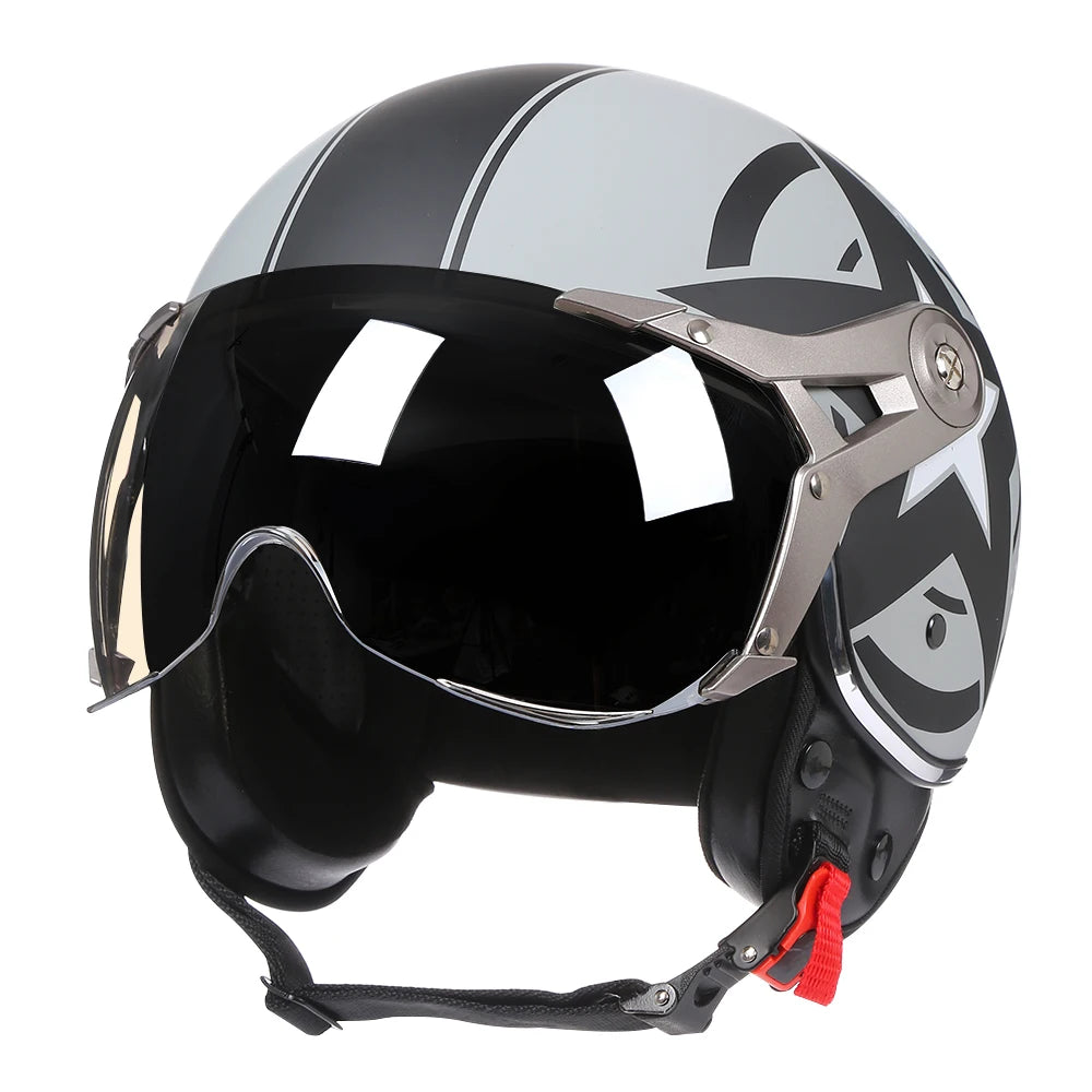 New Open Face 3/4 Motorcycle Helmet Retro Motorbike Helmets Vintage Chopper Capacete De Moto Bike Scooter With For Men Women DOT