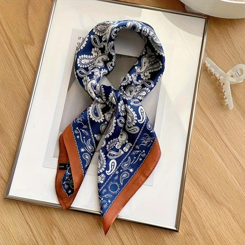 Elegant Nordic Style All Seasons Scarf Faux Silk Large Square Shawl Simple Chic Decorative Wrap For Teens