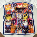 Imitation Silk  Square Scarf Women Animal Cat Printed Fashion Accessories Hairband Foualrd Bandana Neckercheif
