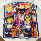 Imitation Silk  Square Scarf Women Animal Cat Printed Fashion Accessories Hairband Foualrd Bandana Neckercheif
