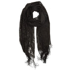RUNMEI Black Yellow Pink Color Floral Lace Scarf Tassel Fringe Shawl Wrap Flower Headscarf Muslim Hijabs scarfs Women Ladies