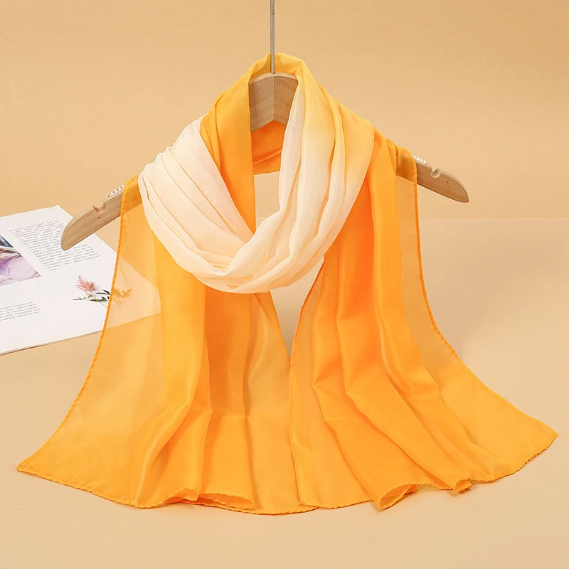 2024 New Print Chiffon Scarf Shawl Women Sunscreen Silk Scarf Turban Long Wrap Beach Travel Outdoor Accessories Trendy Headband