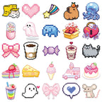 50Pcs Cute Pixel Game Stickers Kawaii Girls Cat DIY Stickers Scrapbooking Phone Luggage Skateboard Waterproof Decals