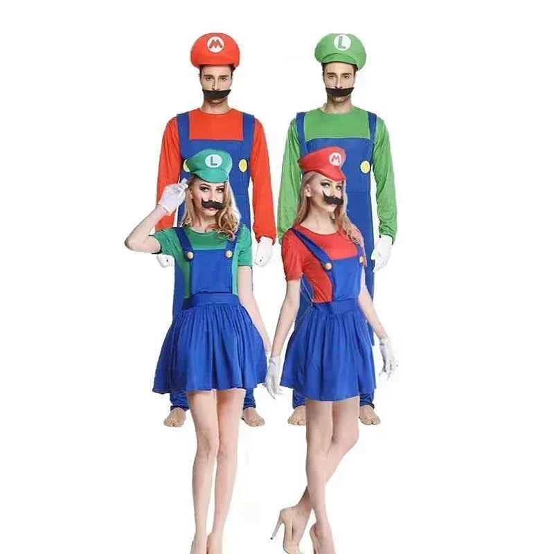 Game Bros Super Luigi Brothers Uniform Set Cosplay Costumes Funny Anime Adult Men Jumpsuit Woman Dress Halloween Costume