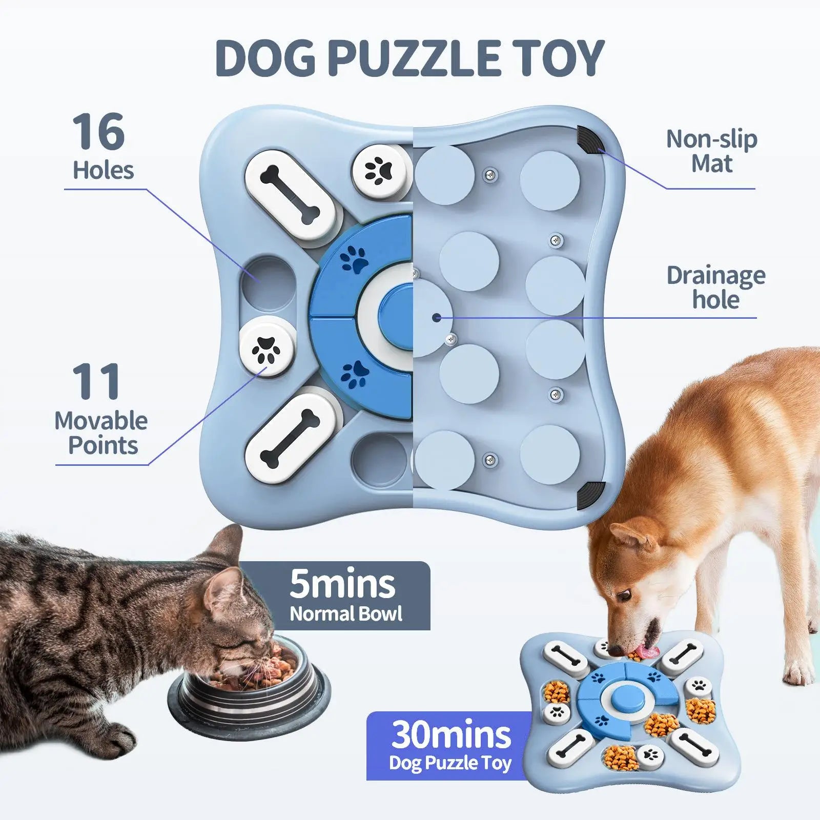 Interactive Dog Puzzle Toy Slow Feeder – Non-Slip Food Dispenser for Dogs & Cats, Boost IQ & Reduce Boredom