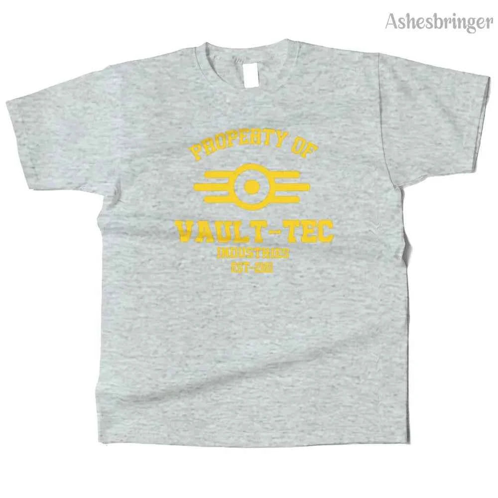 Mens Cotton Property of Vault Tec Graphic T Shirt Street Casual Style Tee for Men and Women
