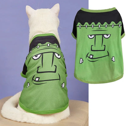 Halloween Pet Clothing – Funny Pumpkin Skull Tee