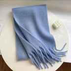 2025 Women Scarf Winter Warm Thick Shawl Wraps Fashion Solid Color Pashmina Scarves Long Tassel Hijab Stoles Bufanda Cashmere