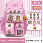 Capybara School Bag Waterproof Backpack Large Capacity Alleviate Burden Protecting Spine Widen Straps Backpack for Students Gift