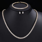 ZAKOL Gorgeous Buling AAA Clear Round Cubic Zirconia Wedding Bridal Necklace Earrings Party Jewelry Set for Women