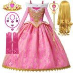 Girls Sleeping Beauty Aurora Cosplay Princess Dress Kids Rapunzel Frozen Elsa Cinderella Costume Party Clothing 2-10Years