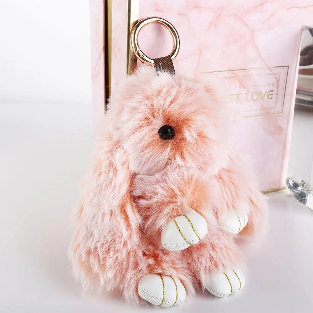 Fluffy Bunny Plush Keychain Cute Rabbit Bag Charm