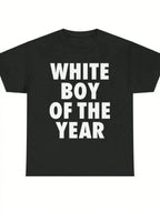 WHITE BOY OF THE YEAR T Shirts Cotton Print Short Sleeve T-shirt Retro Casual Streetwear Vintage Tee Fashion Loose Top Unisex