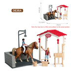 Oenux Farm Stable House Model Action Figures Emulational Horseman Horse Animals Playset Figurine Cute Educational Kids Toy Gift
