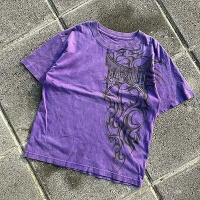 2000s American New Retro Casual Hip-Hop Gothic Print Women Clothing  Fashion T shirt Street Short Sleeved Men And Women Y2K Tops