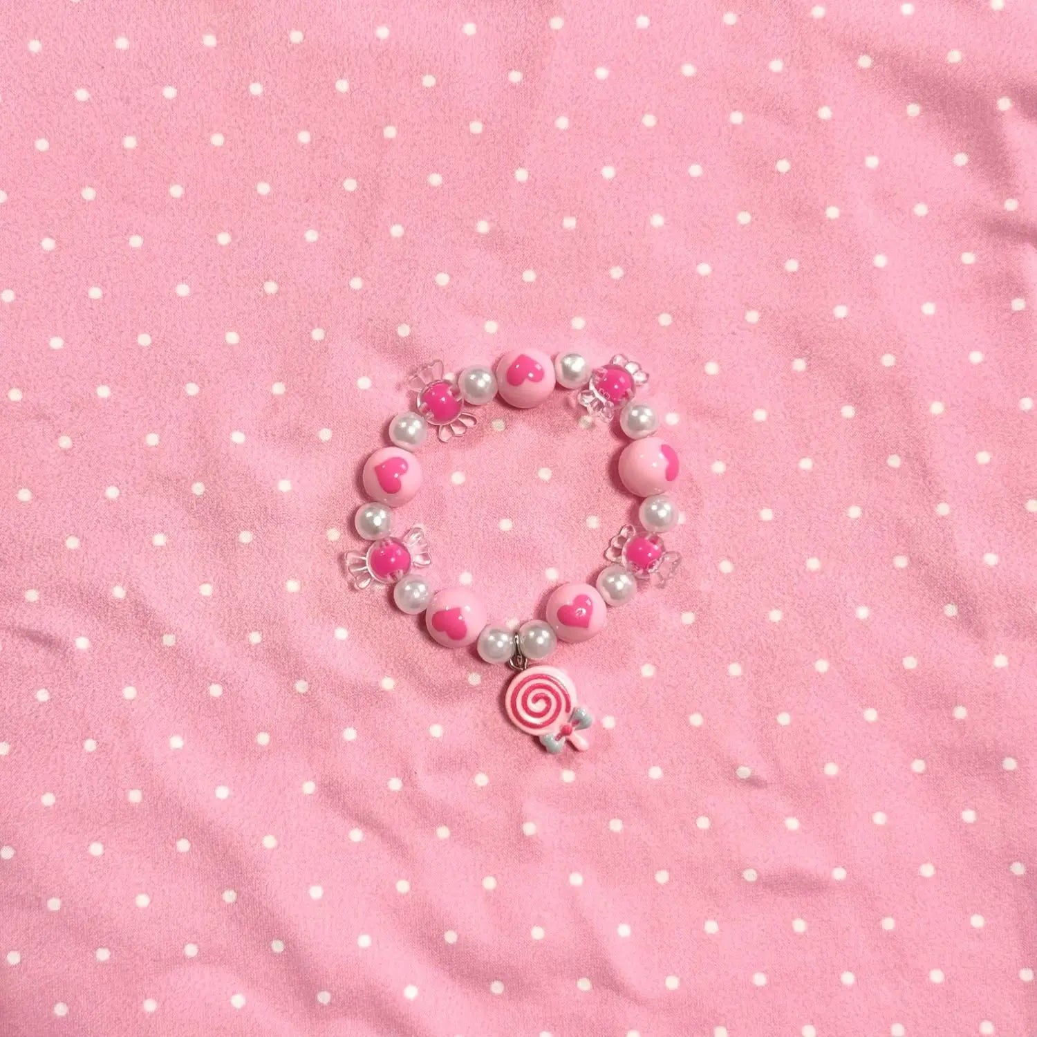 2pcs/set Cute Animal Cartoon pink candy Children's sweater necklace pearl bracelet for children gift