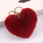 Heart Plush Pom Pom Keychain Fashion Bag Charm