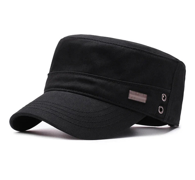 Four Seasons Flat Top Hat Men'S Simple Cotton Peaked Hat Fashion Baseball Cap Casual Cap, Commuter Sunshade Hat