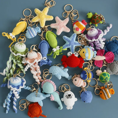 Ocean Animal Crochet Keychain Tropical Fish Bag Charm