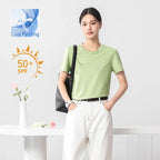 High-end New 10% Silk & Mercerized Cotton Women T-shirt Luxury Tee Short Sleeve Silky Feeling Summer Wear 2025 Tops V / O-neck