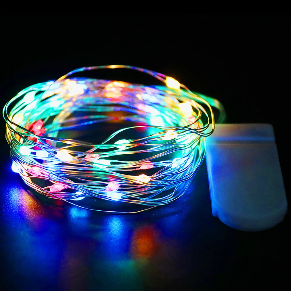 3V Led Silver Wire Fairy Lights Battery Power LED String Light with Switch for Garden Patio Fence Wedding Party Christmas Decor