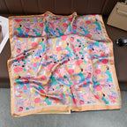 2025 Silk Shawl Print Headscarf Cat Hair Wrap Neckerchief Female Satin Square Scarf For Women Headband Foulard Hijab Bandana