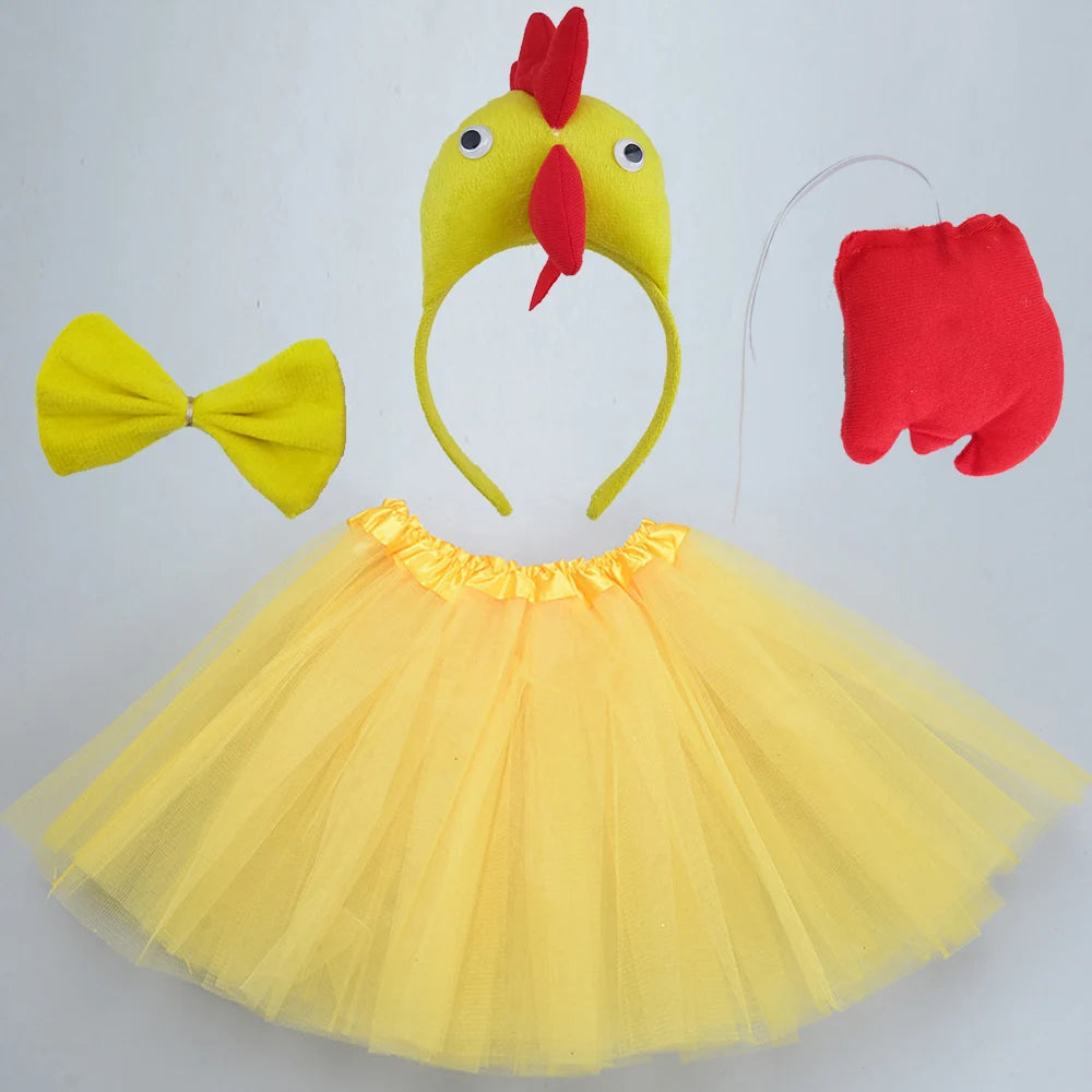 Animals  Children  Headband Tutu Skirt Tail Bow Kids  Girl Party Props Elephant Tiger Fox     Halloween Costume Cosplay