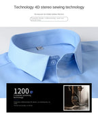 Summer shirt, men's white glossy non ironing shirt, men's wrinkle resistant ice silk casual high-end seamless business shirt