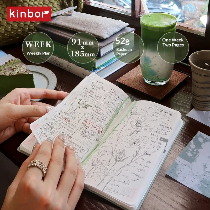 Kinbor 2027 Weekly Planner Pocket Size Notebook Week Plan Notepad Schedule Planning Book Punch Efficiency Manual Daily Writing